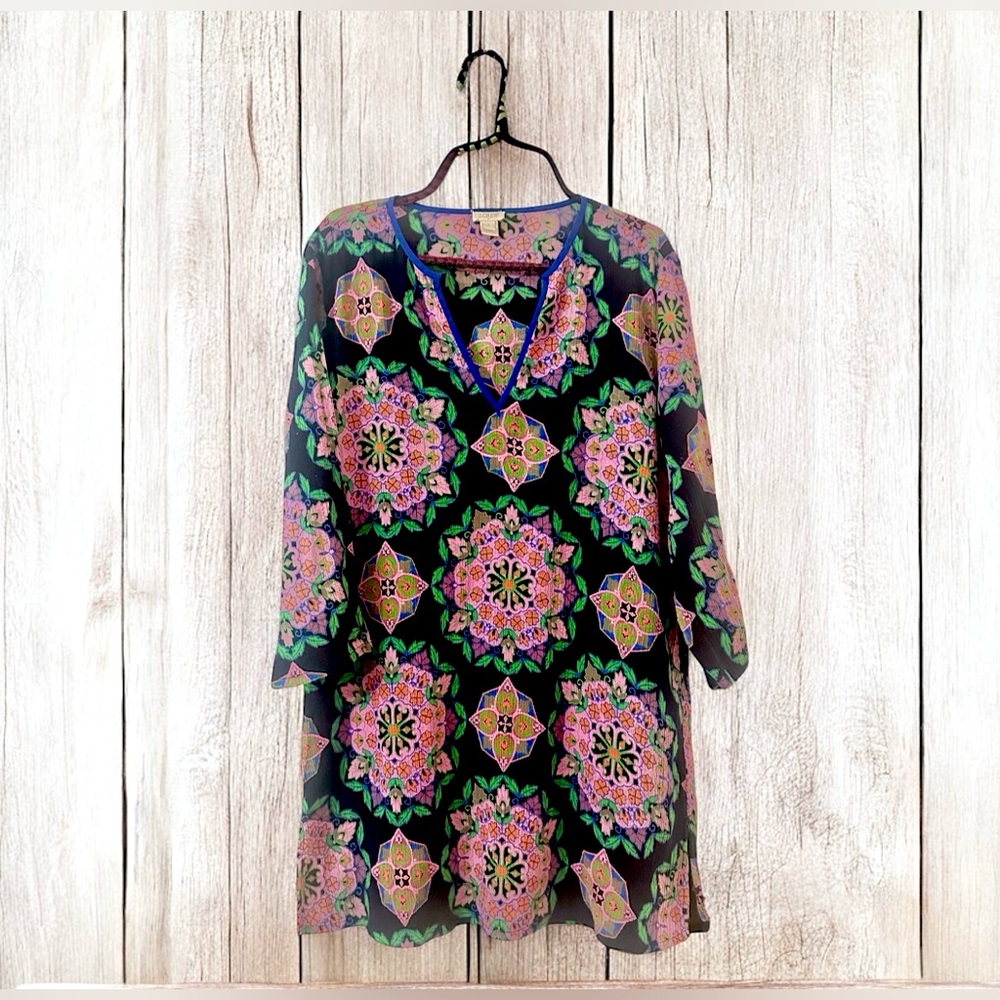 J Crew Mandala Cotton Tissue Crinkle Swim Tunic Coverup -Small